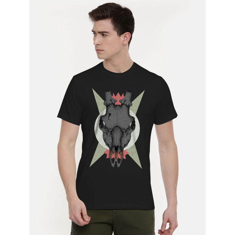 THREADCURRY Darkness Creative Graphic Printed T-Shirt for Men (S)