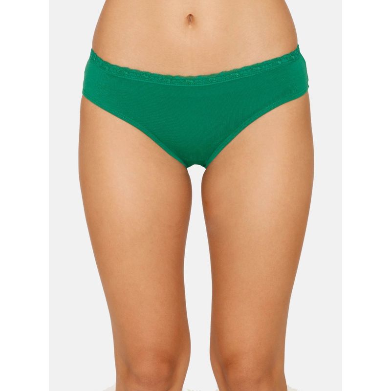 Zivame Medium Rise Full Coverage Bikini Panty - Abundant Green Green (L)