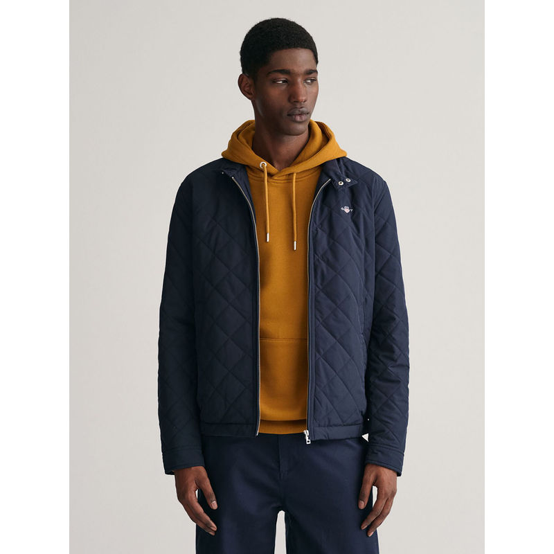 GANT Men's Navy Blue Quilted Regular Fit Windcheater Jacket (S)