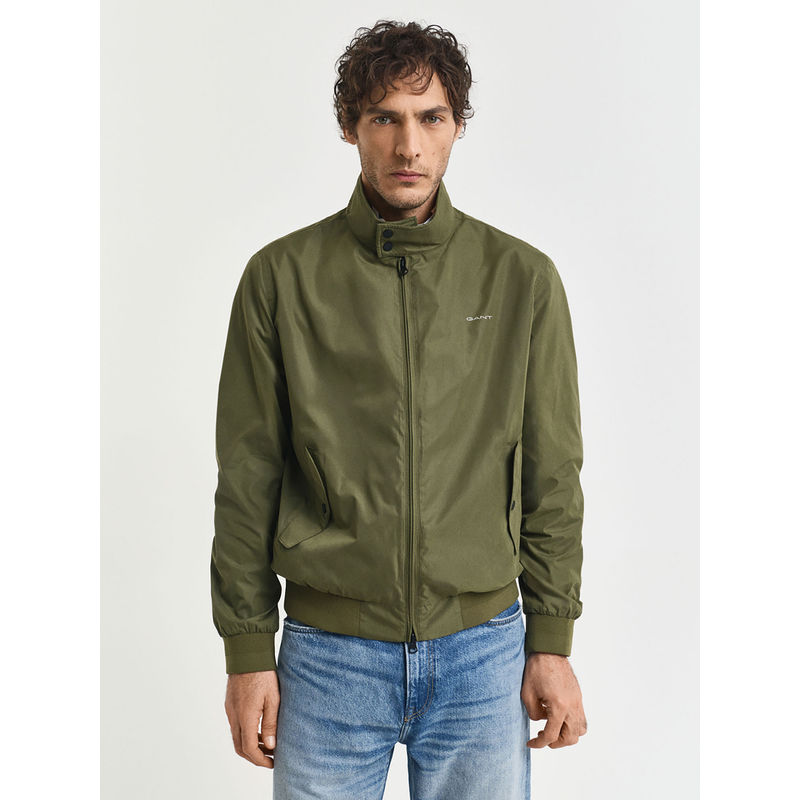 GANT Men's Green Solid Lightweight Harrington Bomber Jacket (S)