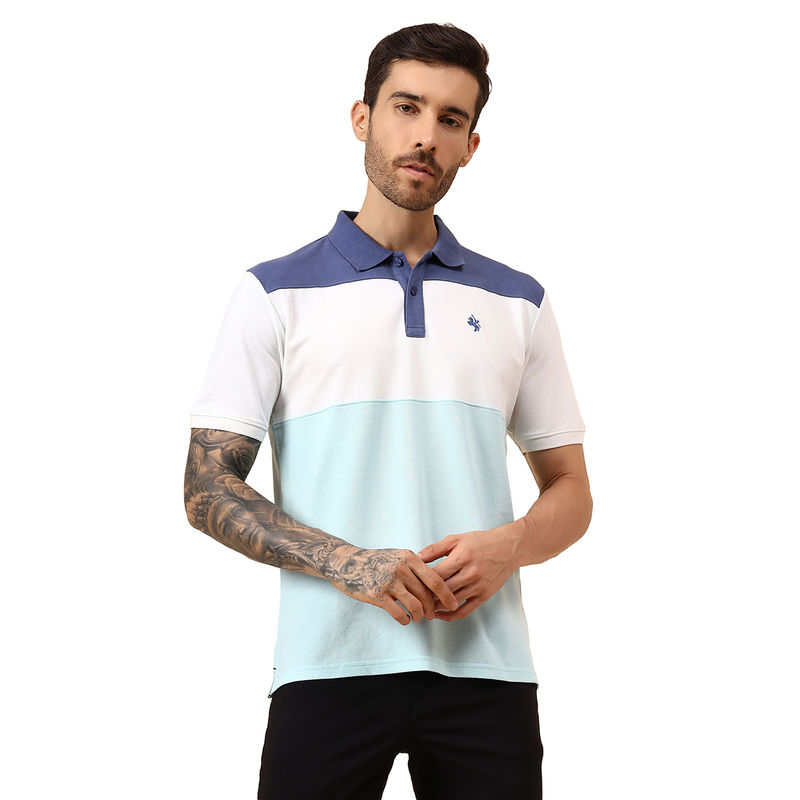 Cantabil Men's Sky Blue Half Sleeves Casual Polo T-shirt (M)