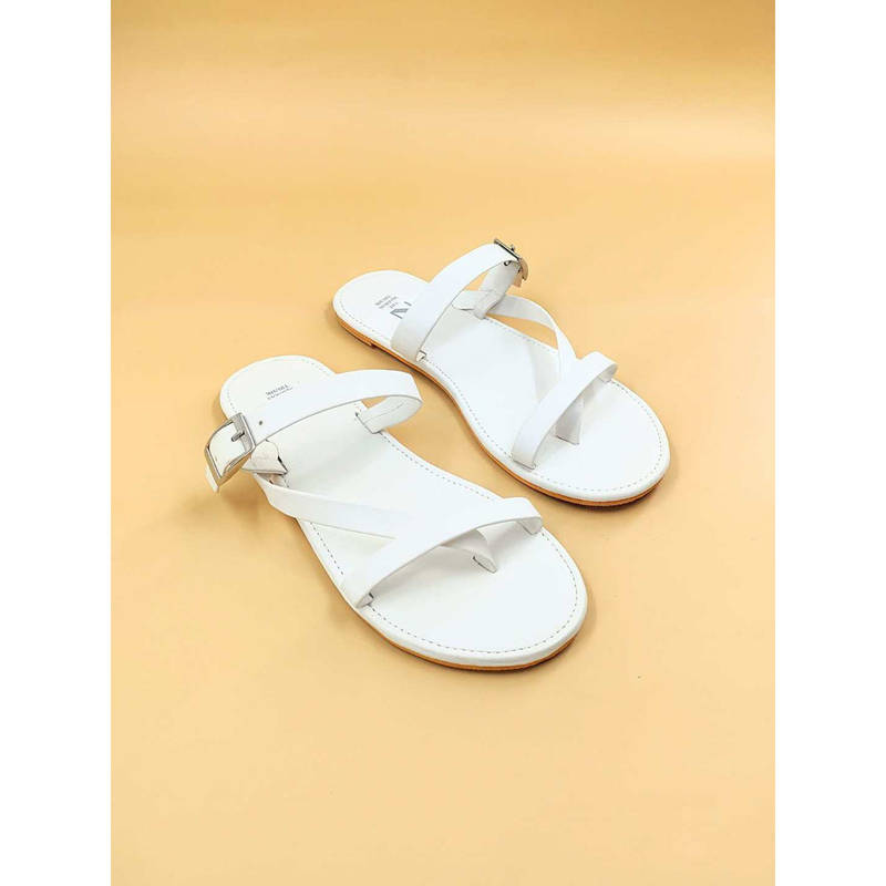 The Madras Trunk Women White Sandals (EURO 36)