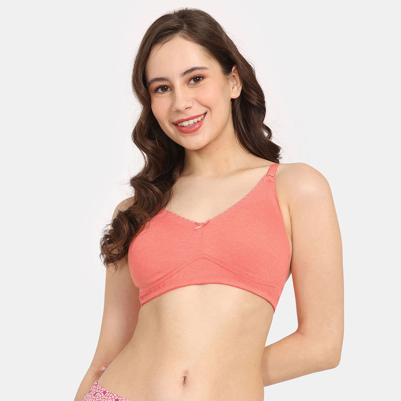 Zivame Rosaline CyberDouble Layered Non Wired 3-4th Coverage T-Shirt Bra - Ember Glow (32C)