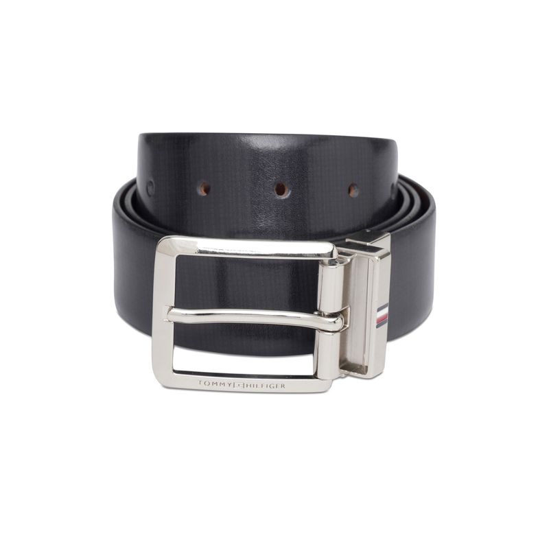 Tommy Hilfiger Aruba Black & Brown Leather Belt For Men (M)