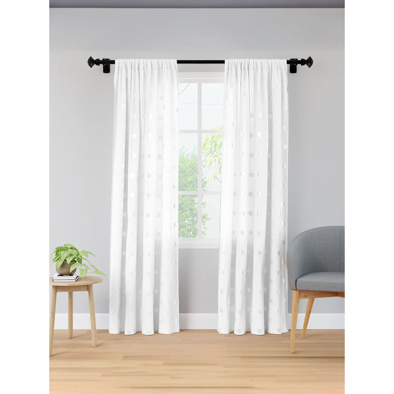 Encasa Homes Encasa Micro Curtain Hibiscus - Yellow (Pack of 2) (7 Feet)
