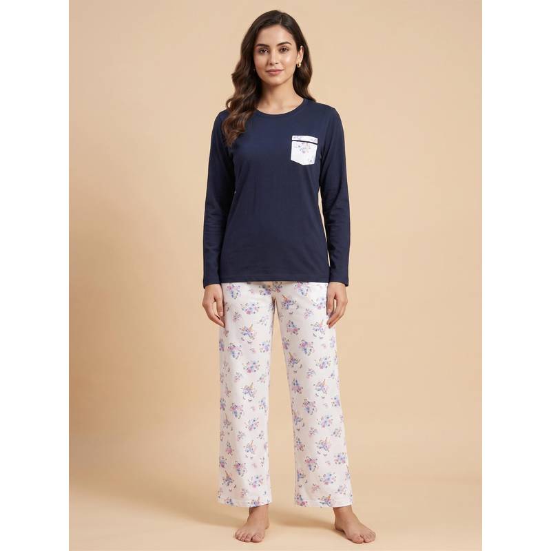 FABLUSH Women Multi-Colour Cotton Top with Pyjama (2Xl)