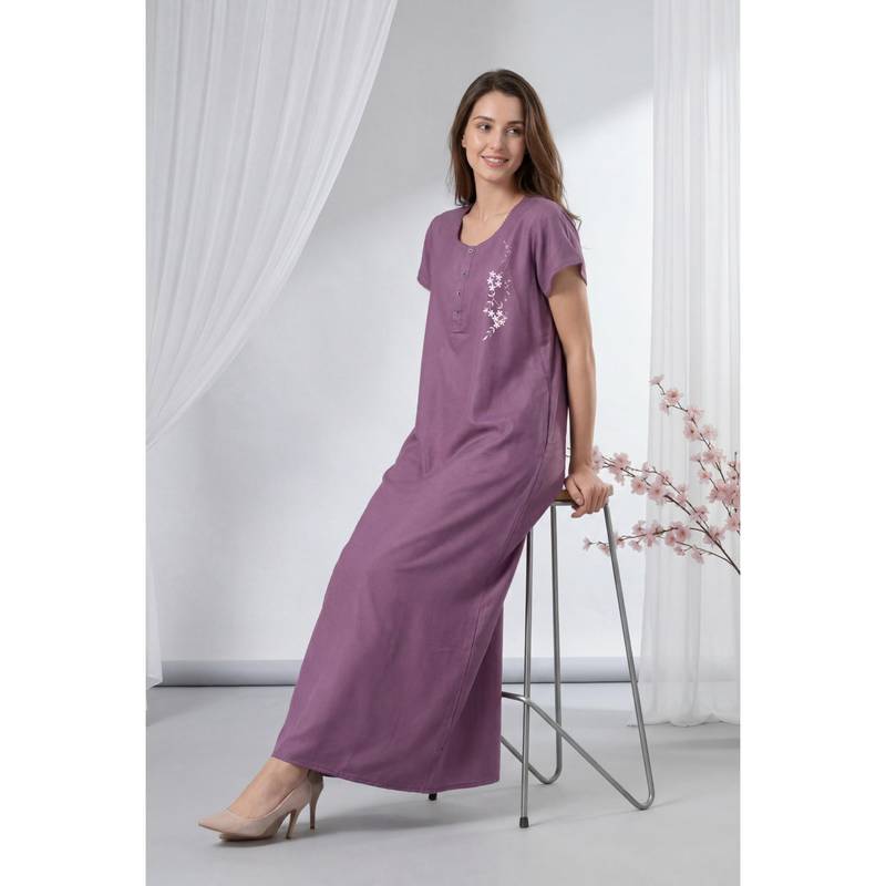 JULIANA DREAM Women Mauve Cotton Nightdress (L)