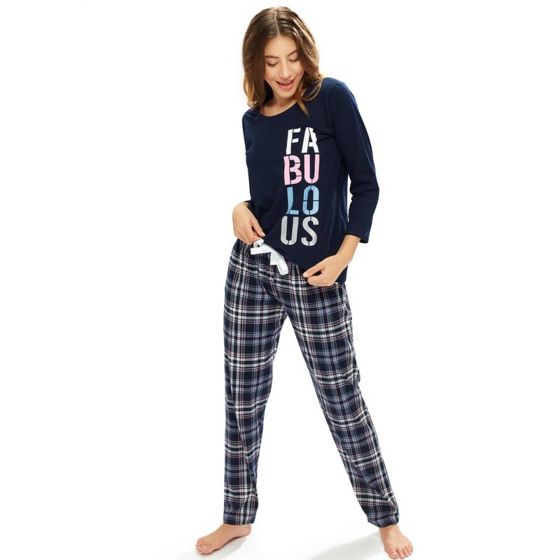 LOTIK Women Blue Cotton Top with Pyjama (S)