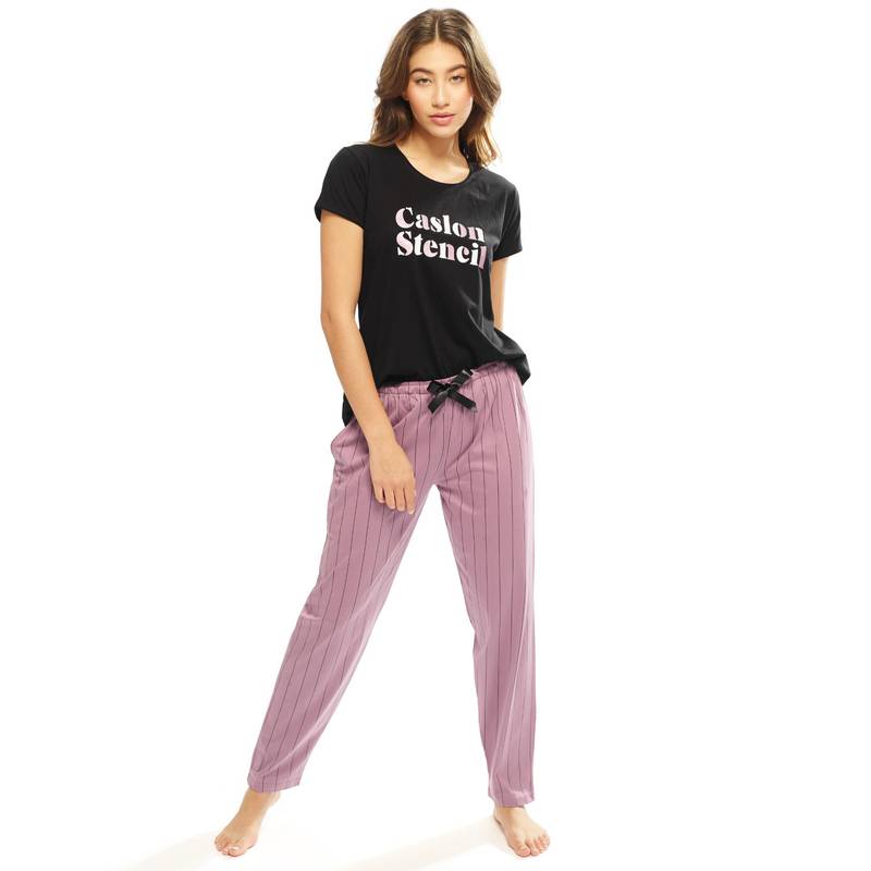 LOTIK Women Lavender Cotton T-Shirt with Pyjama (S)