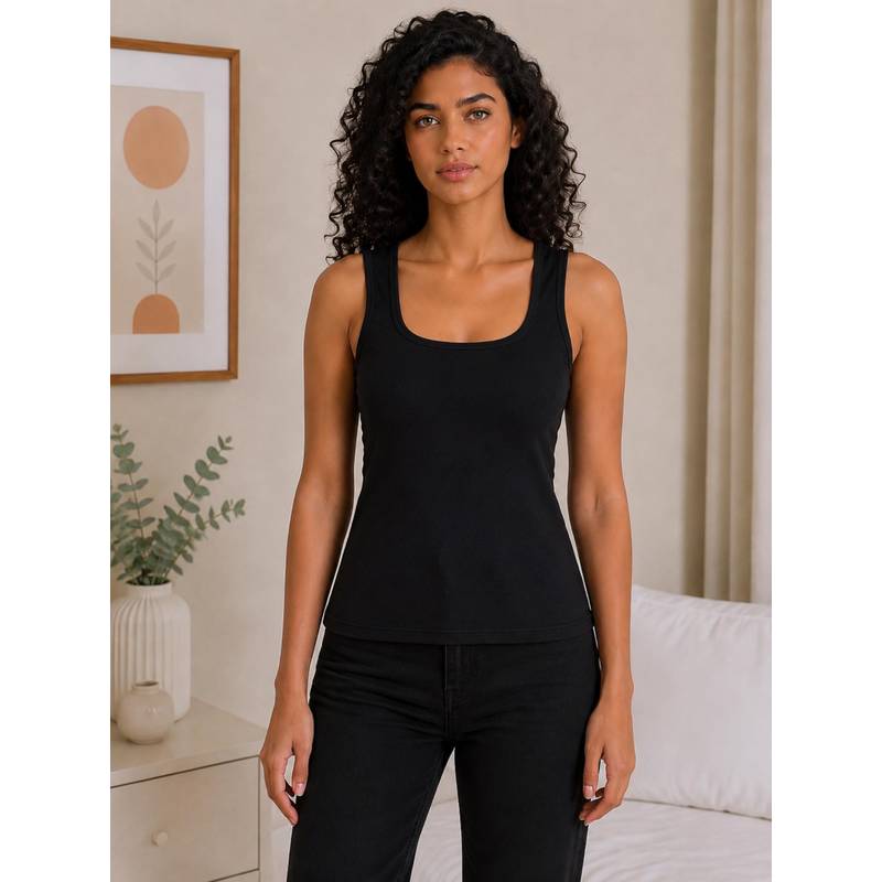 Mod & Shy Women Black Cotton Blend Camisole (S)