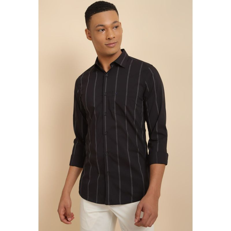 Allen Solly Men Black Slim Fit Stripe Full Sleeves Casual Shirt (38)