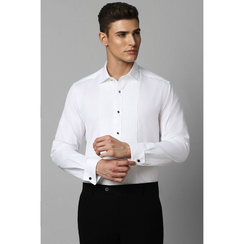 Louis Philippe Men White Classic Fit Solid Full Sleeves Formal Shirt (39)