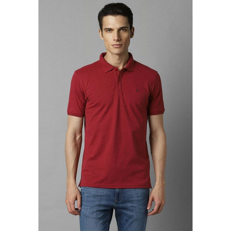 Louis Philippe Men's Slim Fit Solid Red Pique Polo Tshirt (2XL)