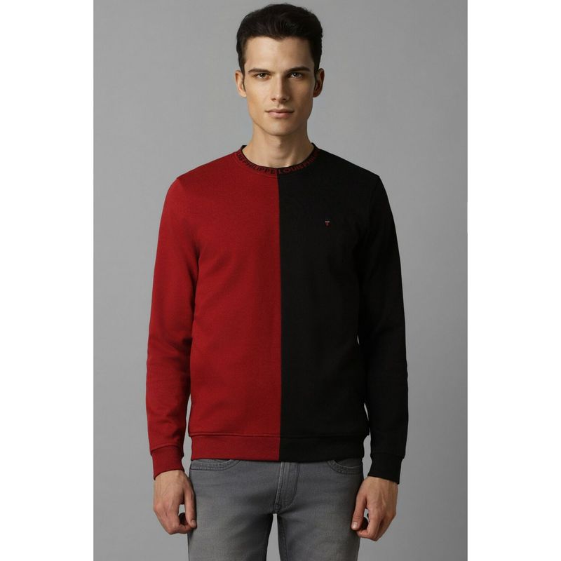Louis Philippe Men Casual Black Colorblock Sweatshirt (S)