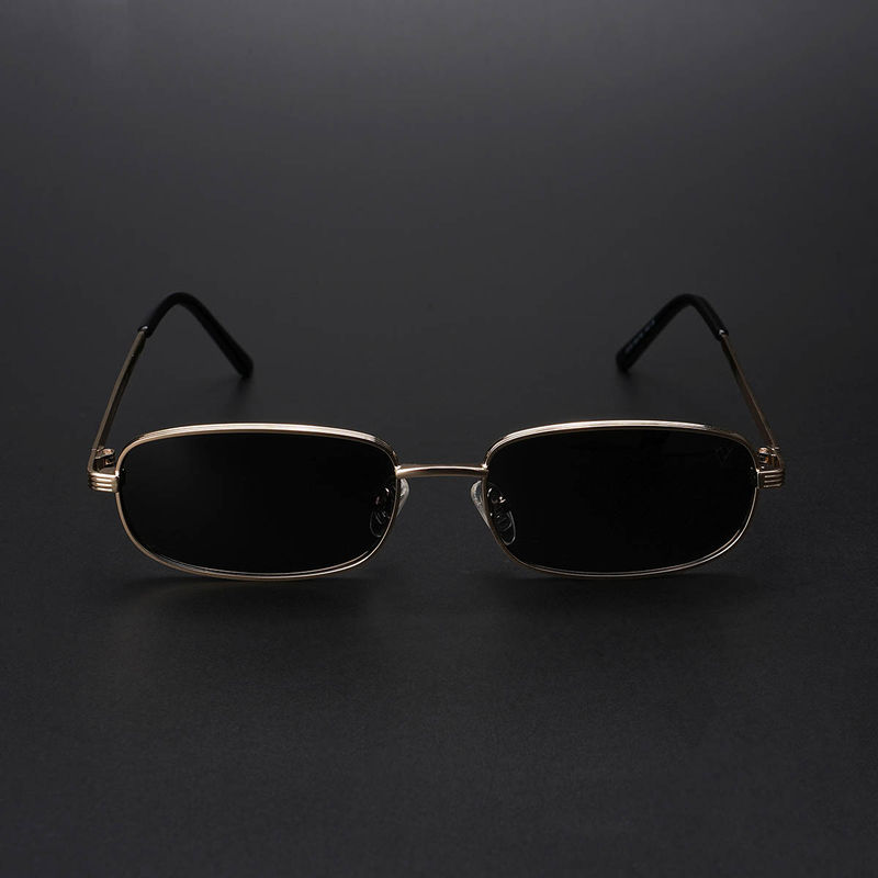 Buy Voyage Unisex Black Lens Gold Frame Rectangle Sunglasses
