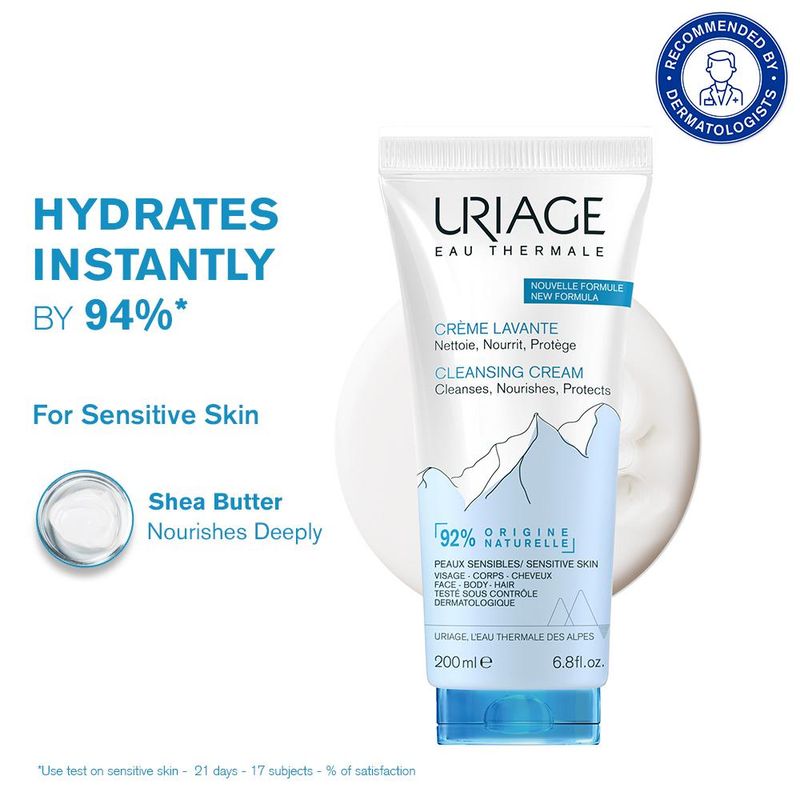 Uriage Daily Moisturizing Body Wash with Shea Butter Dermatological Cleanser for Face, Body & Hair