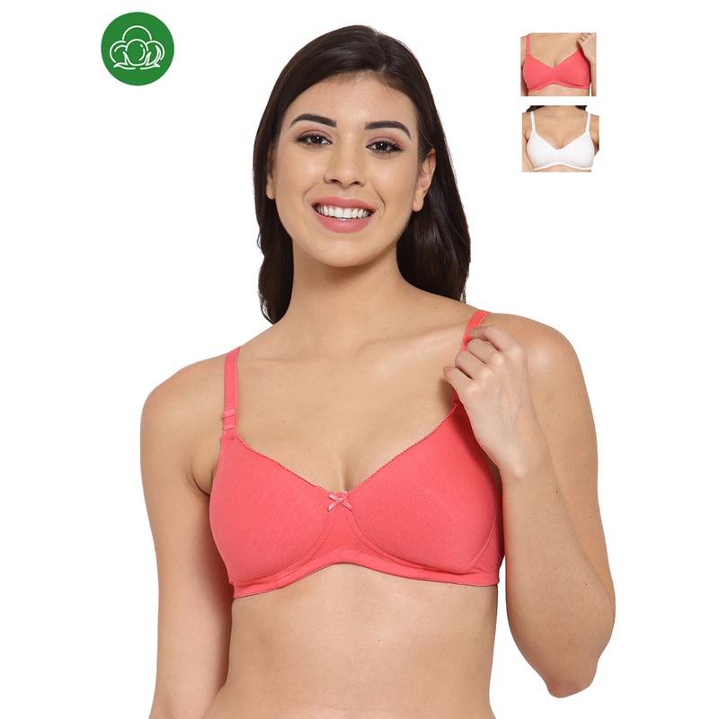 Inner Sense Organic Cotton Antimicrobal Padded T-Shirt Bra -Pack Of 3 -Multi-Color (36D)
