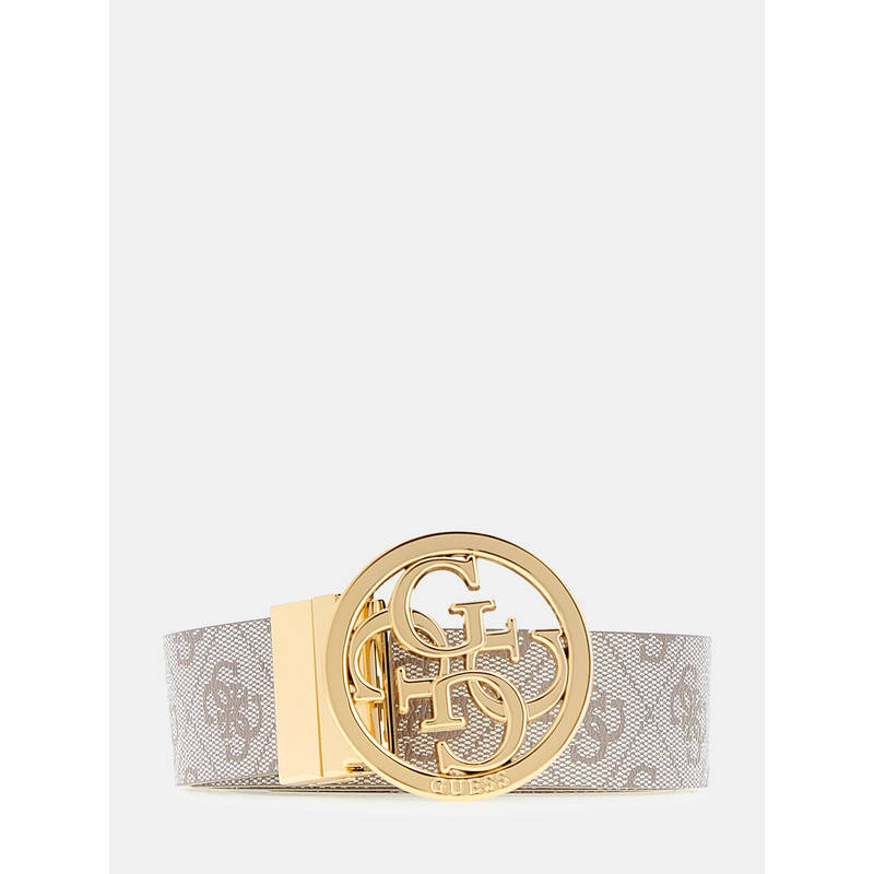 Guess Women Beige Polyester Printed Reversible Belt (S)