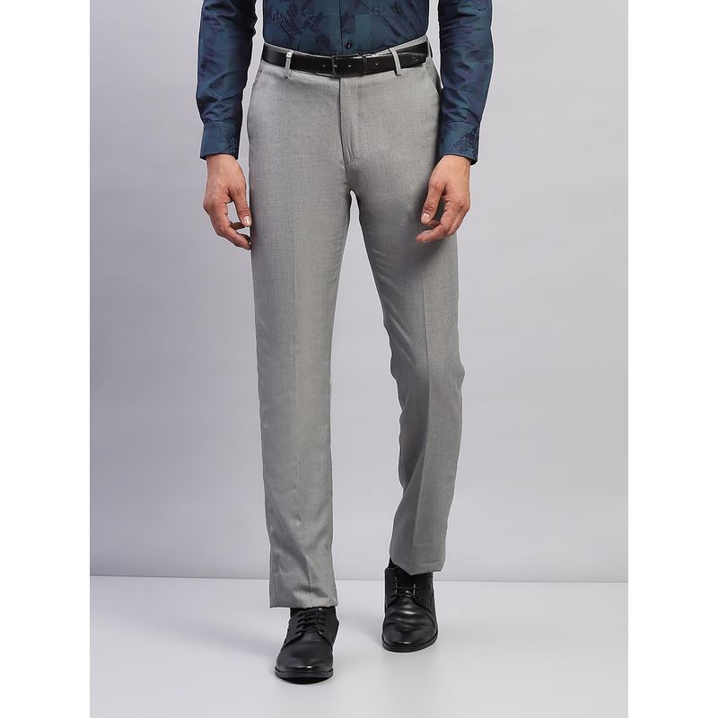 Monte Carlo Mens Solid Light Grey Formal Trouser (30)
