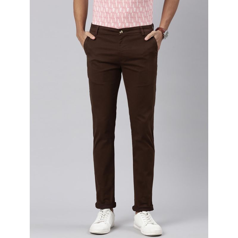 Classic Polo Men's Cotton Slim Fit Chinos Brown (32)