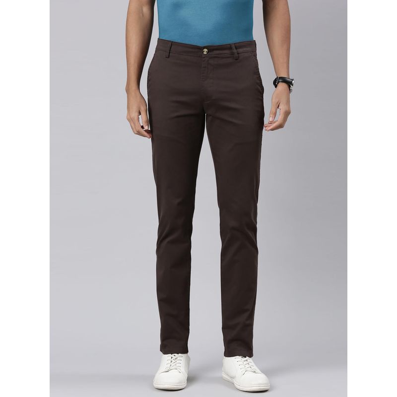 Classic Polo Men's Cotton Slim Fit Chinos Dark Brown (34)