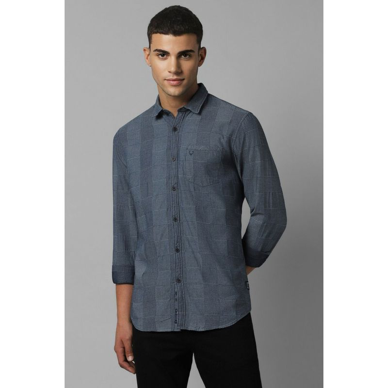 Allen Solly Men Blue Custom Fit Check Full Sleeves Casual Shirt (40)