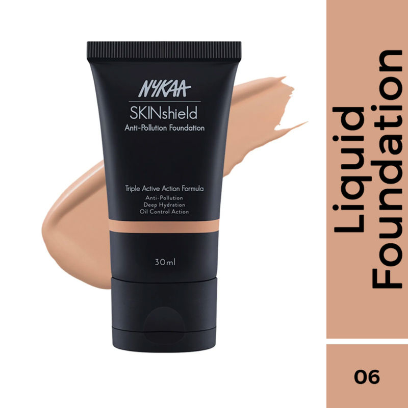 Nykaa SkinShield Anti-Pollution Matte Foundation for Oily Skin - Warm Nude-06