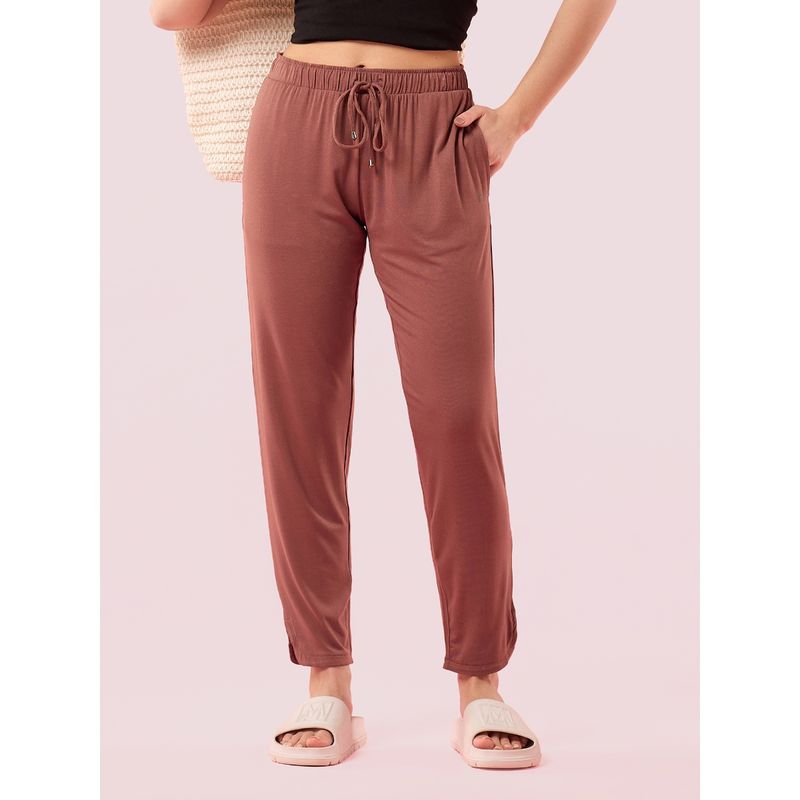 Enamor Mid Rise Shop In Pants 7/8th Length Drawstring Relaxed Fit Soft 4 Way Stretch E048 (S)