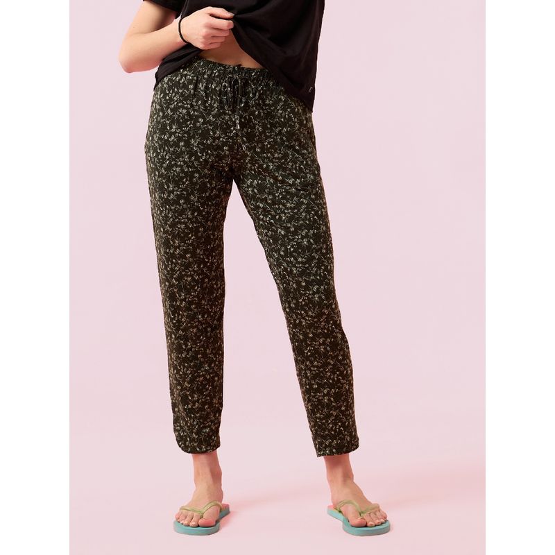 Enamor Mid Rise Shop In Pants 7/8th Length Drawstring Relaxed Fit Soft 4 Way Stretch E048 (S)