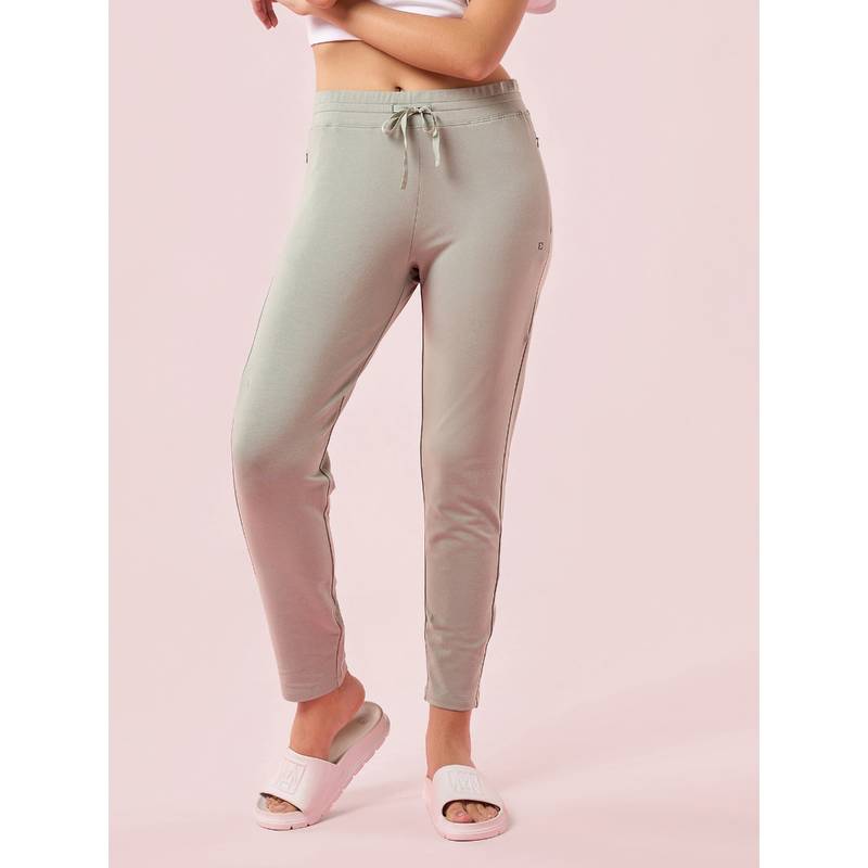 Enamor Mid Rise Relax Pants Ankle Length Drawstring Slim Fit Stretch French Terry E060 (L)