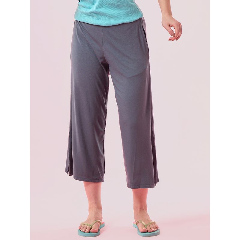 Enamor Mid Rise Shop In Culotte Crop Length Slip On Relaxed Fit Super Soft Fabric E064 (XL)