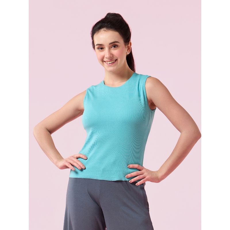 Enamor Sleeveless Crew Neck Crop Length Top - Slim Fit, Inbuilt Bra - E310 (XL)