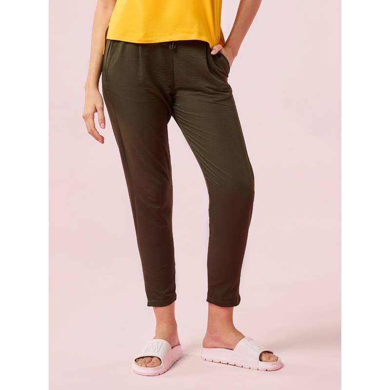 Enamor Elasticated Waistband with Drawstring Closure Regular Length Mid Rise Pants - E407 (S)