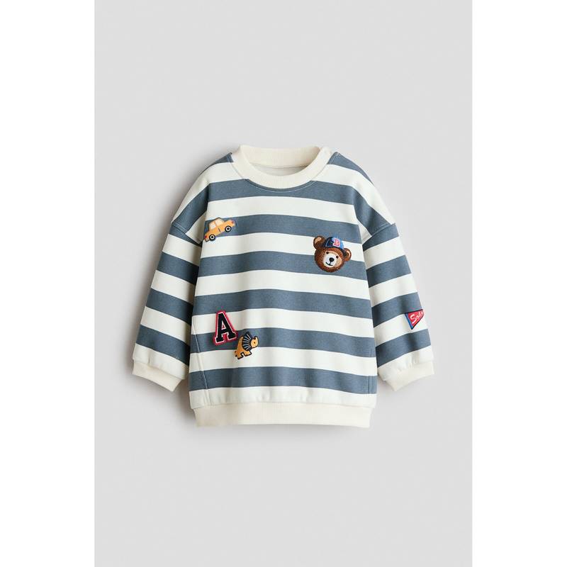 H&M Boys White Motif-Detail Sweatshirt (4-6 Months)