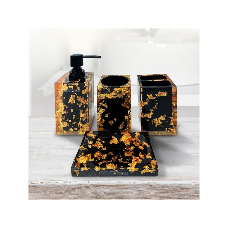 Buy OBSESSIONS Set Of 4 Black & Gold Bath Set Online