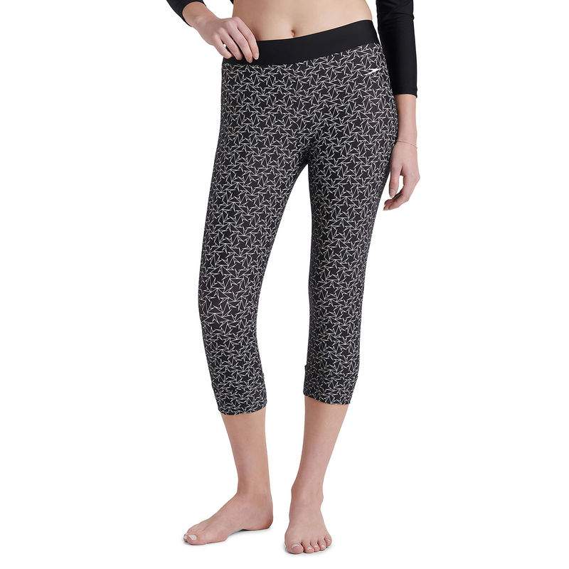 Speedo Women's Endurance10 Printed Contrast Swim Capri - Black & White (28)