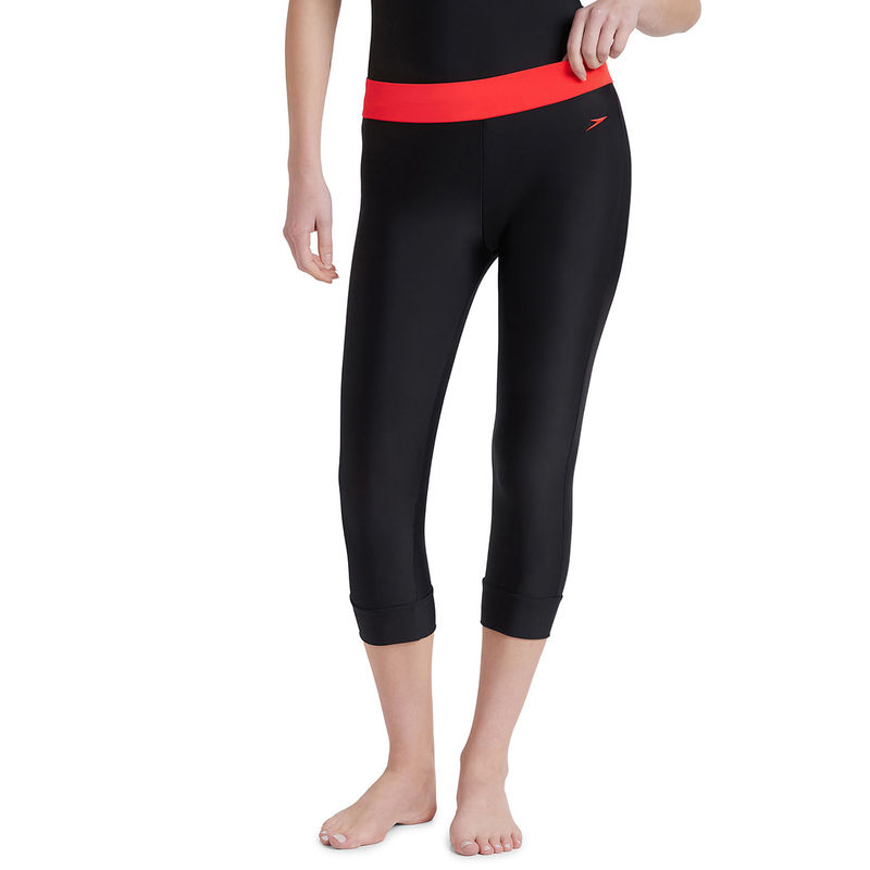 Speedo Women's Endurance10 Contrast Swim Capri - Black & Lava Red (30)