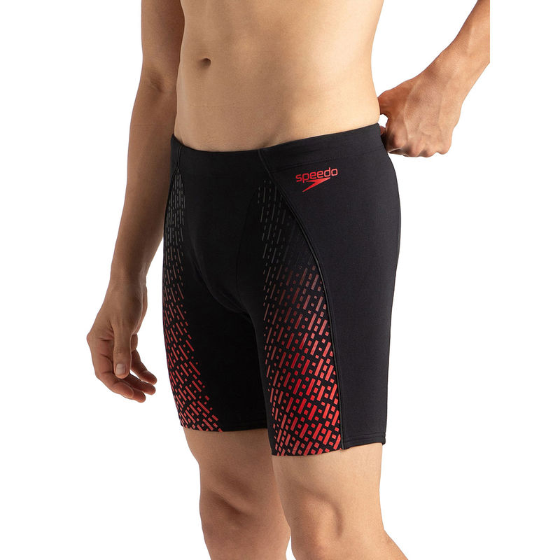 Speedo Men's Endurance+ Eco End+ Mid Jammer - Black & Fed Red (M)