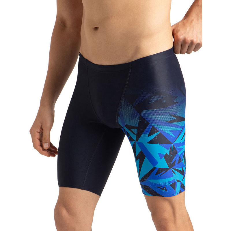 Speedo Men's Endurance10 Hyperboom V Cut Jammer - True Navy & Blue Flame (M)