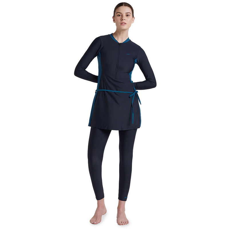 Speedo Women's Endurance10 Two Piece Full Body Suit Swimwear - True Navy & Dark Teal (36)