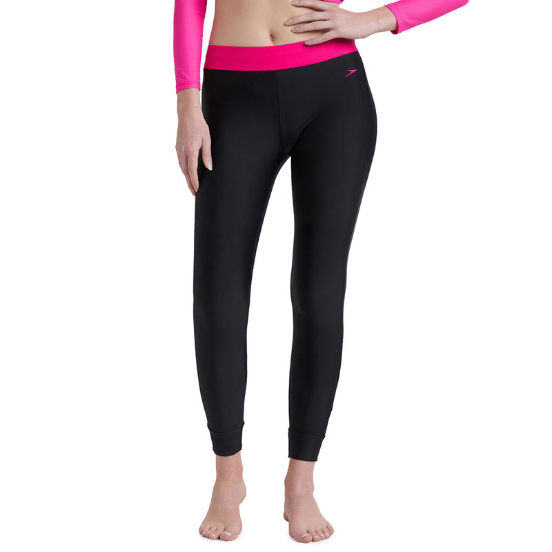 Speedo Women's Endurance10 Solid Contrast Leggings - Black & Electric Pink (30)