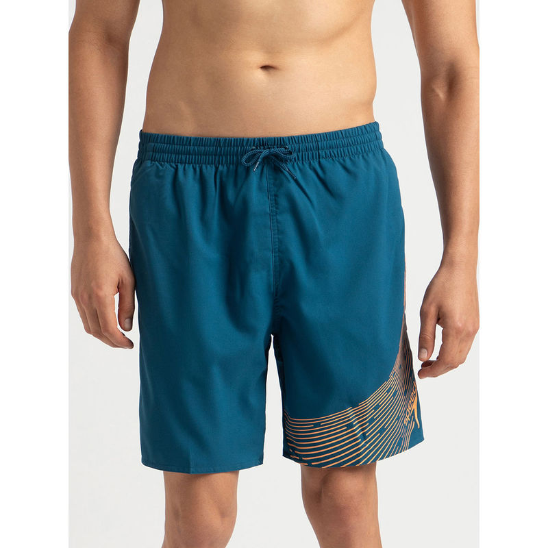 Speedo Men's Xpress Lite Essential Medley Logo Printed Watershorts - Dark Teal & Sweet Apricot (M)