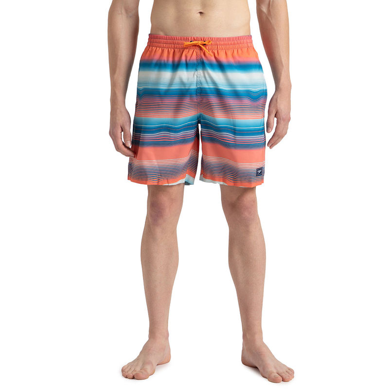 Speedo Men's Recycled Polyster Printed Leisure Watershorts - Pumpkin Spice & Fandango Pink (L)
