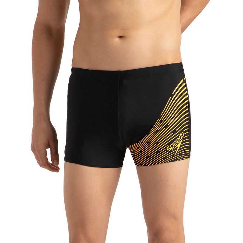 Speedo Men's Endurance10 Medley Logo Aquashort - Black & Mandarin Peel (L)