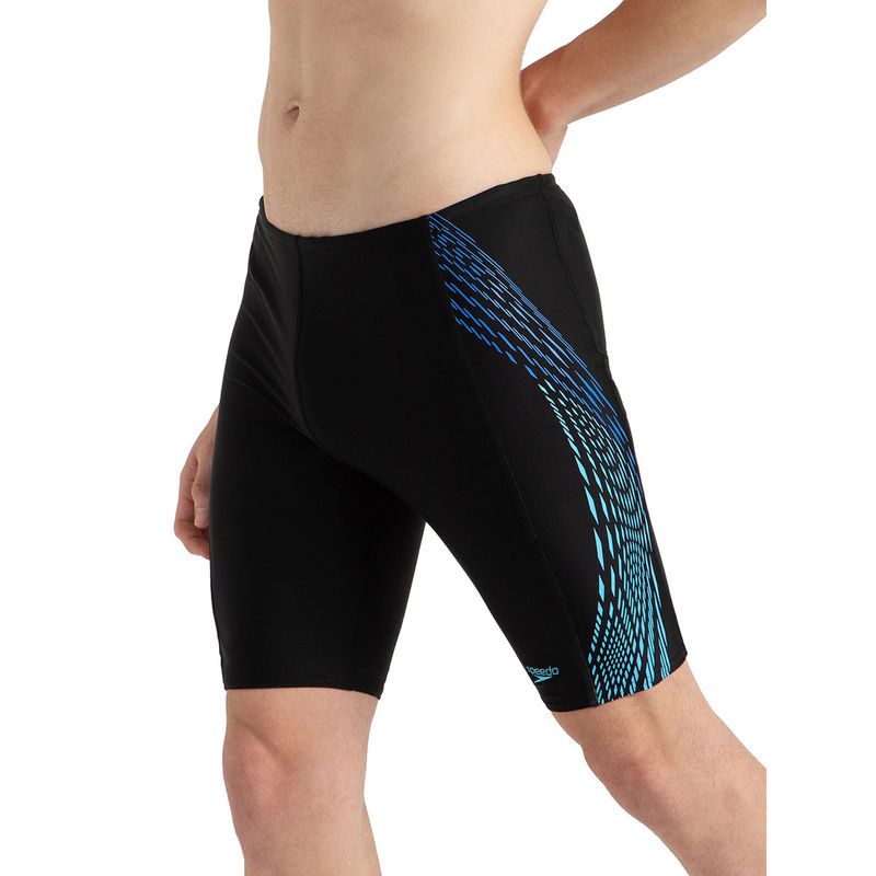 Speedo Men's Endurance10 Tech Print Placement Panel Jammer - Black, Cobalt Pop & Picton Blue (38)