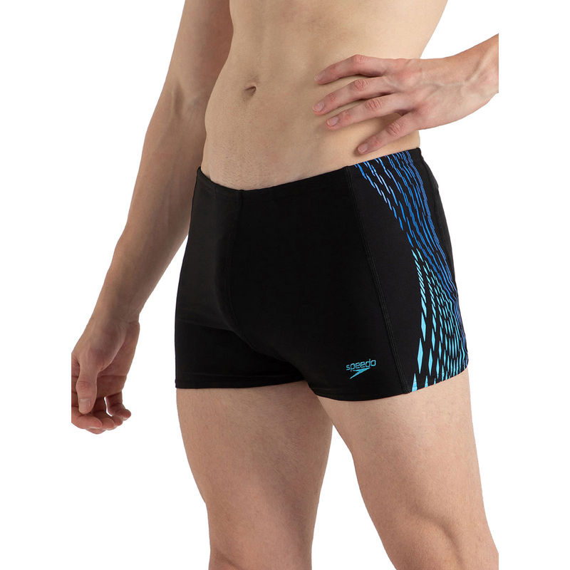 Speedo Men's Endurance10 Tech Print Placement Panel Aquashort - Black, Cobalt Pop & Picton Blue (30)