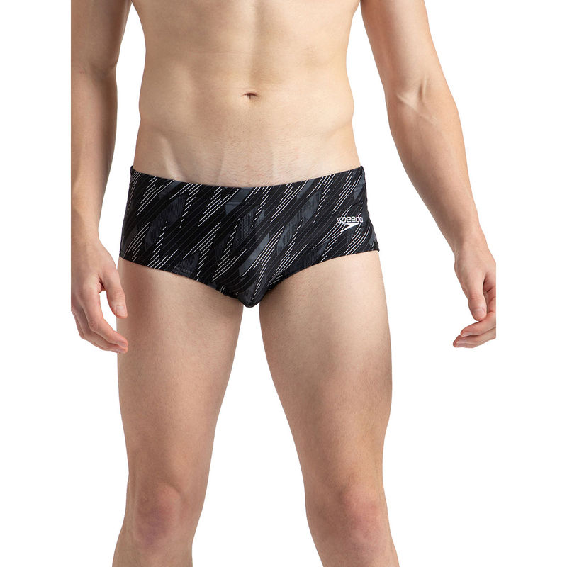 Speedo Men's Endurance10 Hyperboom Print Brief - Black, Usa Charcoal & White (30)