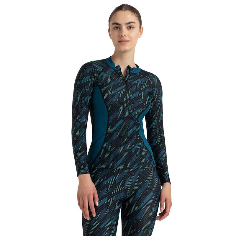 Speedo Womens Endurance10 Hyperboom Print Long Sleeve Suntop - Teal (34)