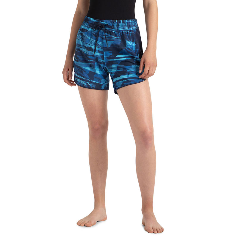 Speedo Women's 4 Way Flex Essential Printed Watershorts With Side Pockets - Peacoat & Blue (S)