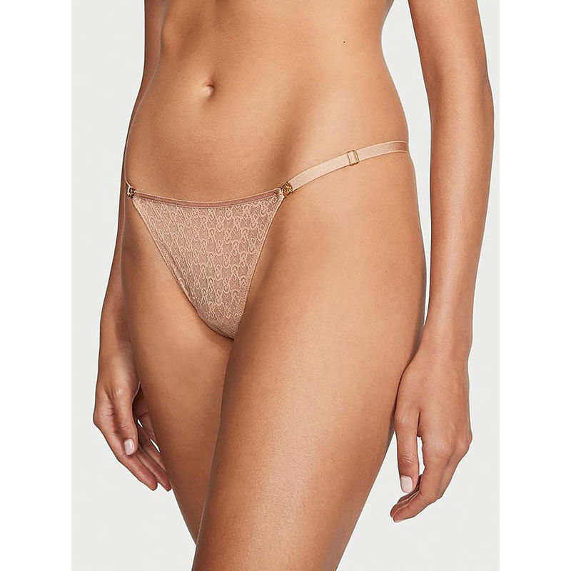 Victoria's Secret Very Sexy Icon by Lace Adjustable String Thong Panty - Beige (XL)